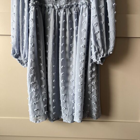 Listicle Swiss Dot Maternity Dress Large Babydoll Smocked Square Neck Chiffon - Picture 4 of 15